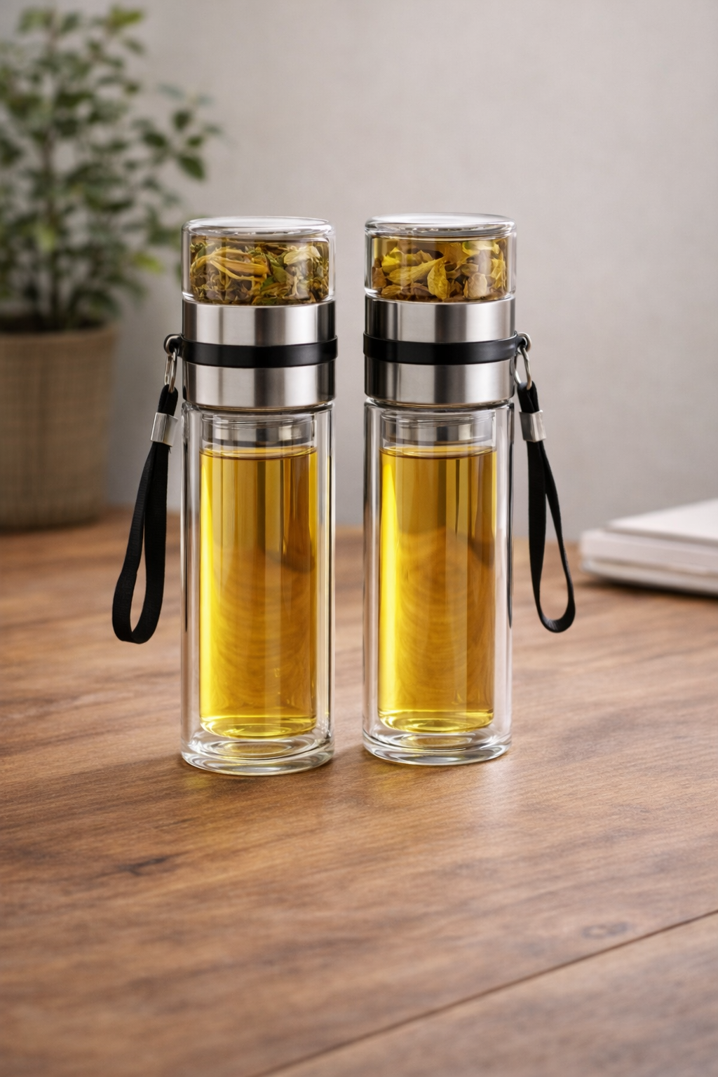 Termoflaske for te med filter – 380 ml (glass)