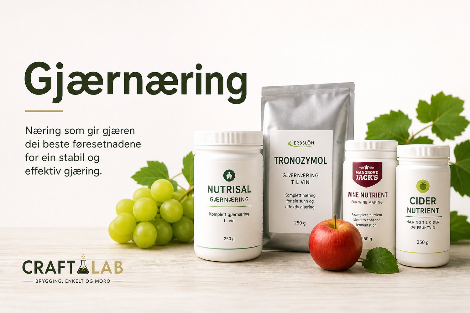 Gjærnæring til vin, sider og fruktvin