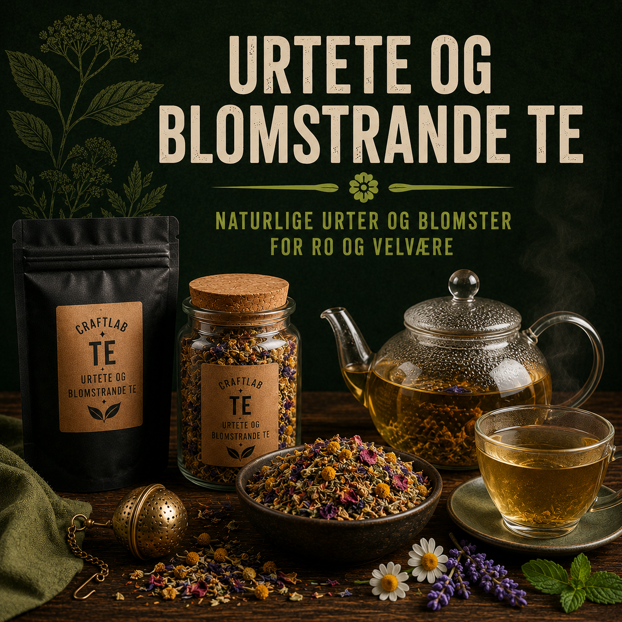 Urtete og blomstrande te frå CraftLab