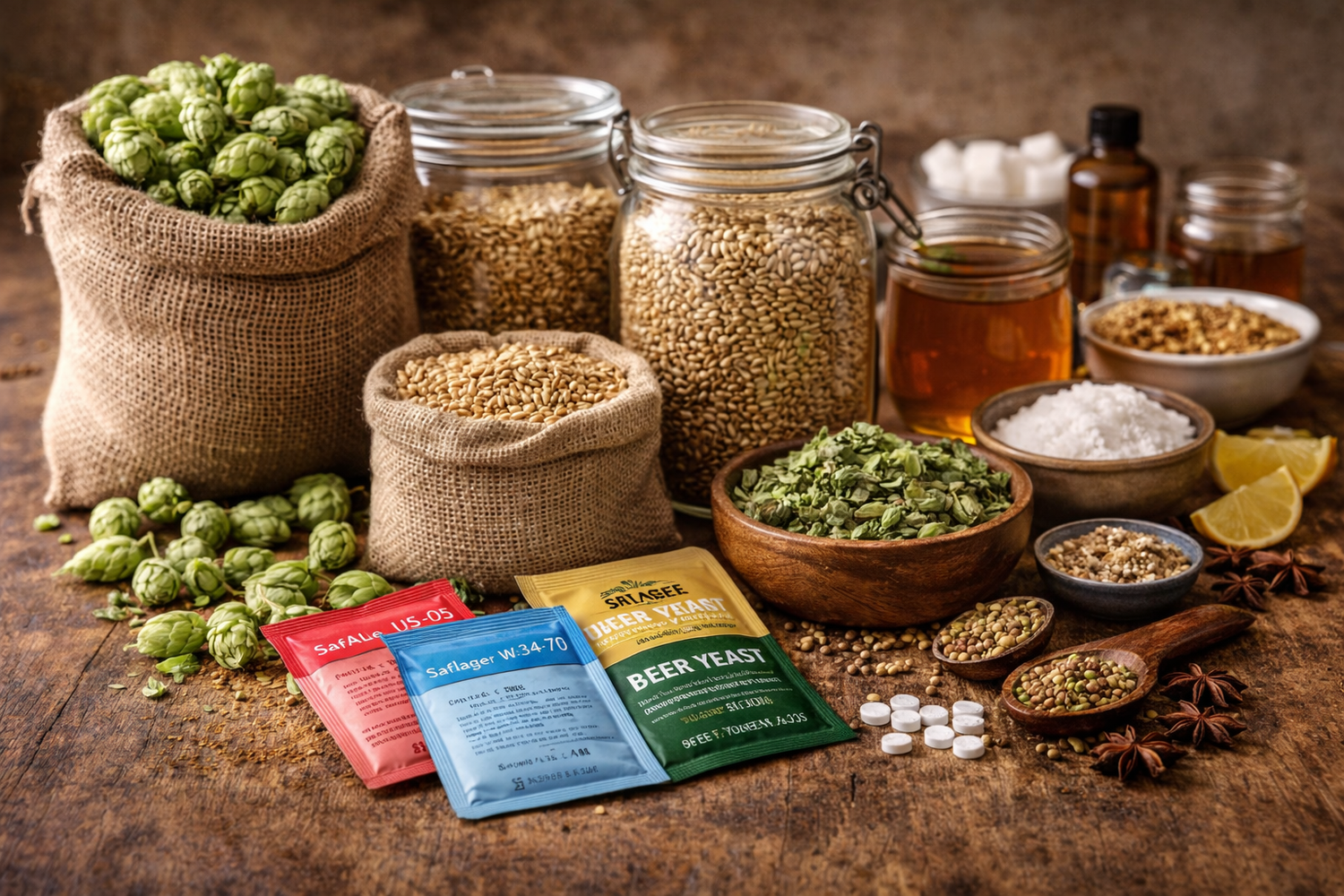 Bryggeingredienser frå CraftLab – malt, humle og gjær