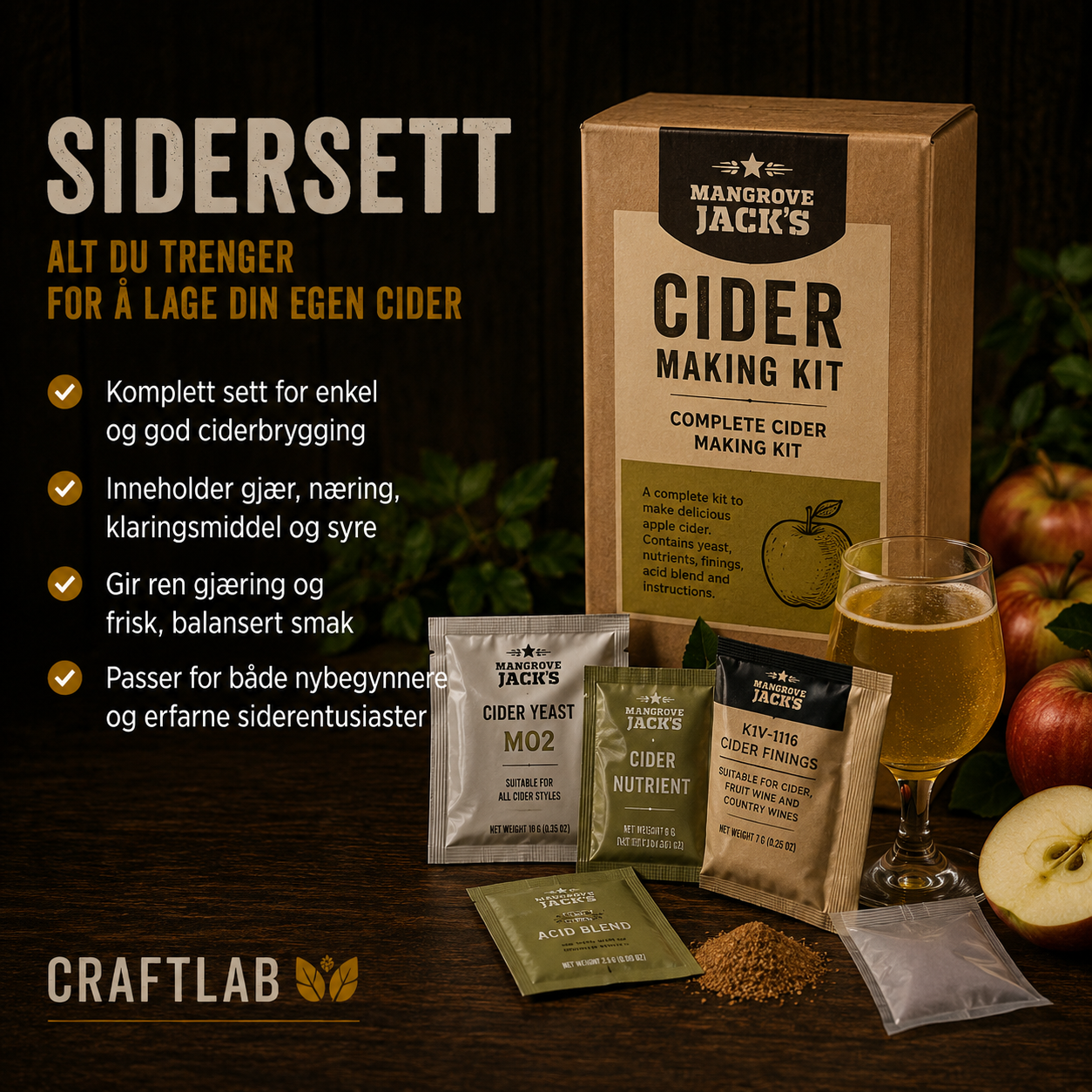 Sidersett og cider ekstraktsett frå CraftLab
