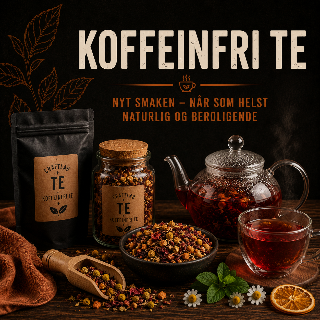 Koffeinfri te – urtete, fruktte og rooibos frå CraftLab