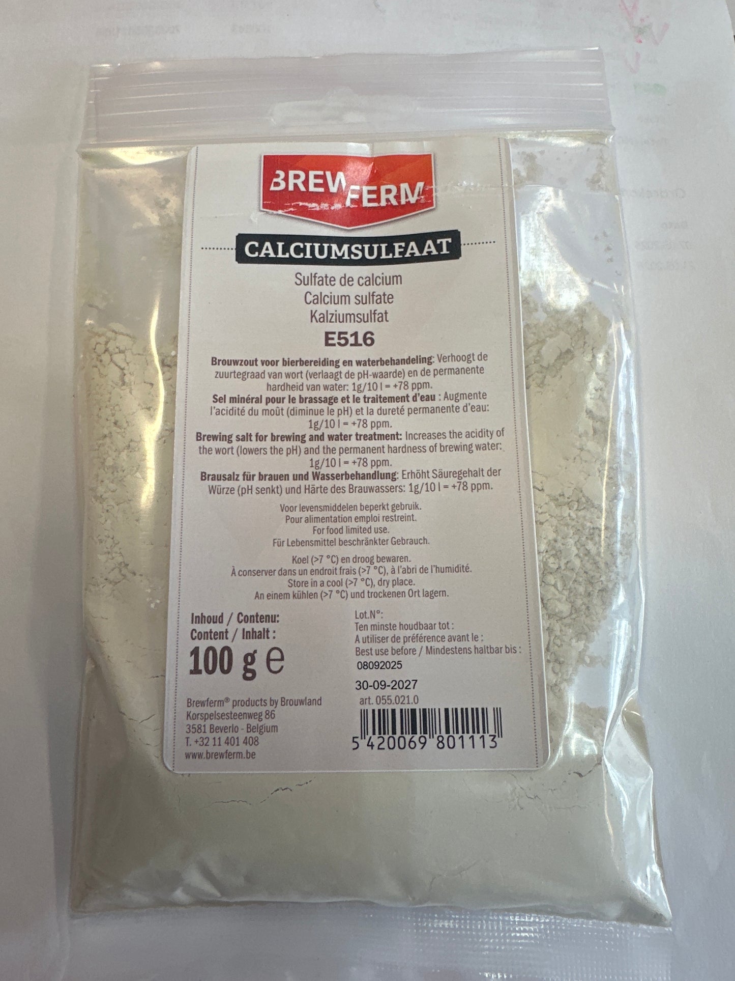 Kalsiumsulfat (CaSO4) – Gypsum for vannjustering (100 g)