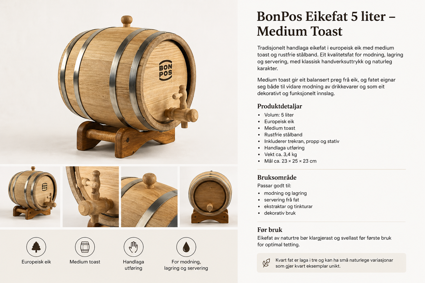 Eikefat 5 liter – Medium Toast