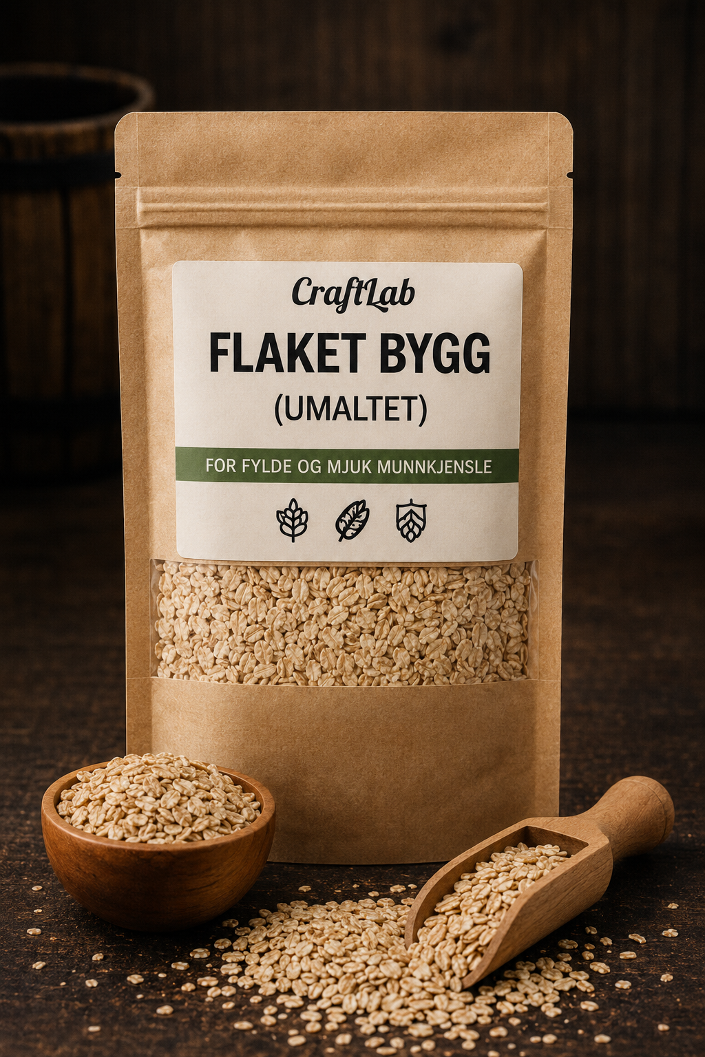 Flaket bygg (umaltet) – For fylde og mjuk munnkjensle 100 g
