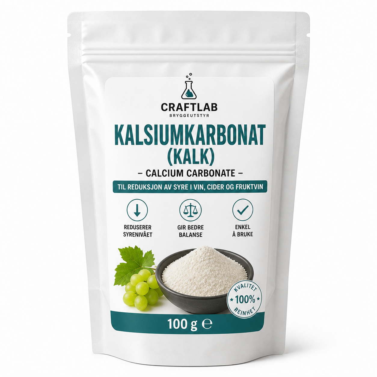 Kalsiumkarbonat (kalk) 100g (desacid)