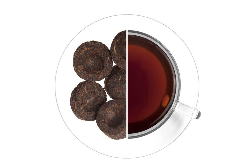 Pu-Erh Mini Tuo Cha – pressa shu pu-erh frå Yunnan, forma som små tereir