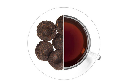 Pu-Erh Mini Tuo Cha – pressa shu pu-erh frå Yunnan, forma som små tereir